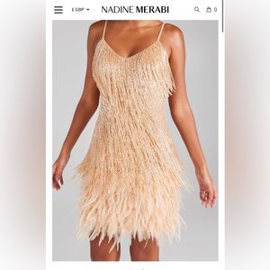 NADINE MERABI CHAMPAGNE LOTTIE DRESS SIZE S/M